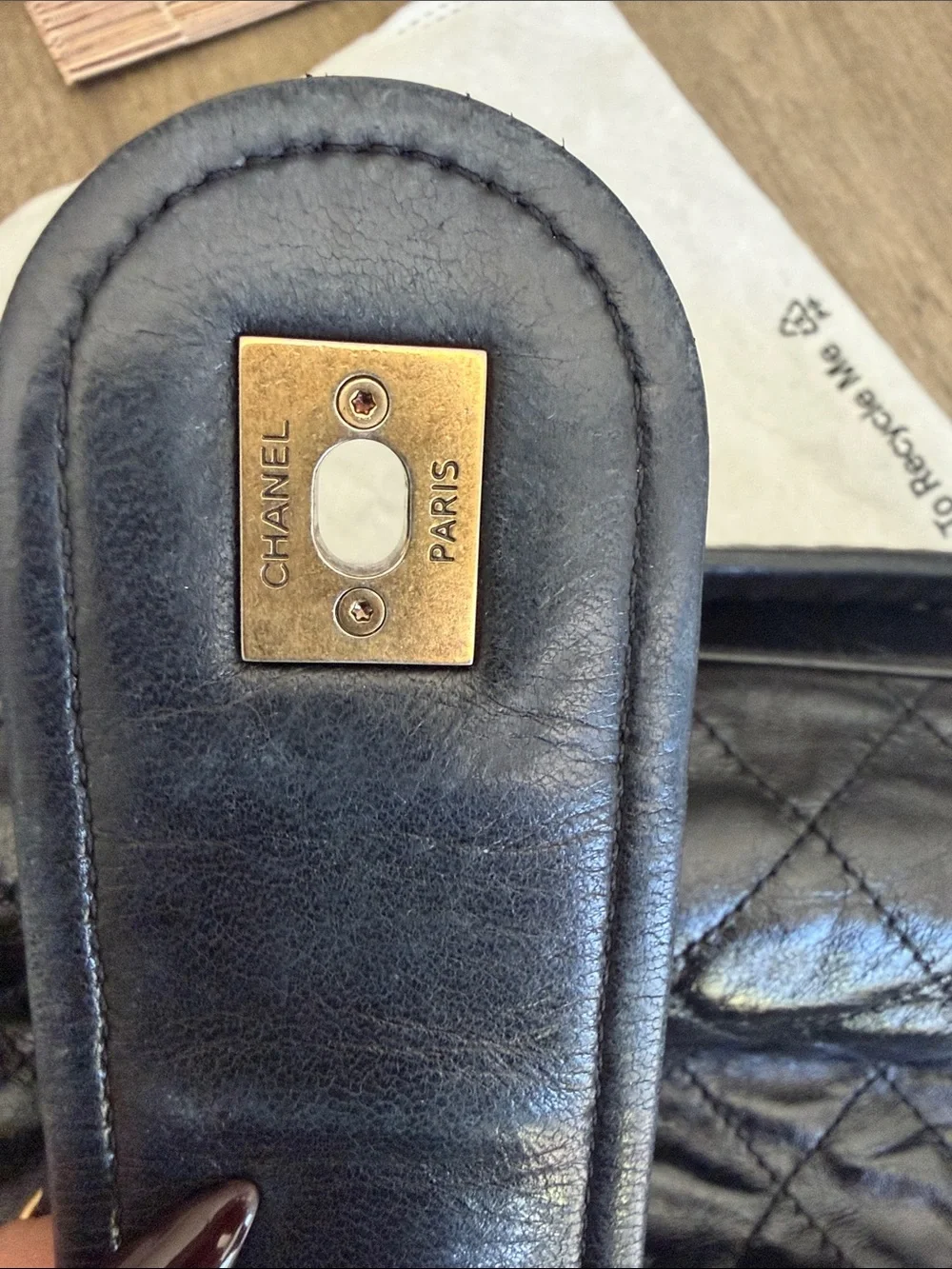 CHANEL Black Quilted Leather bag/tote with Gold CC Hardware